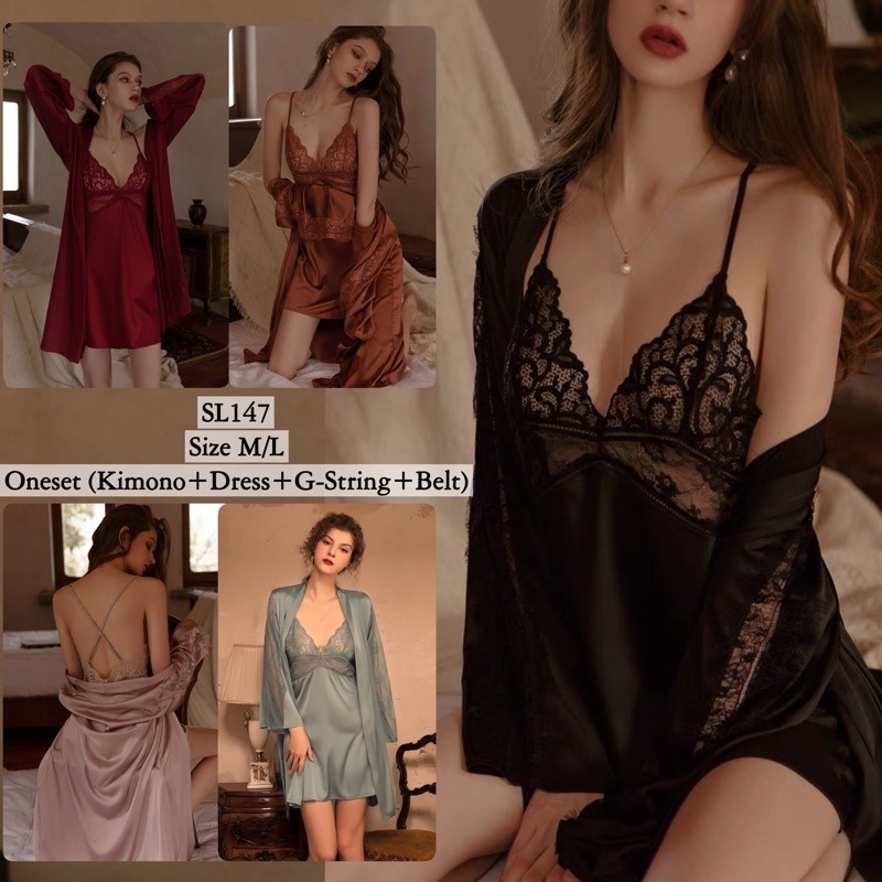 murah Lingerie kimono silk satin premium baju tidur sexy lingerie kimono / Baju tidur sexy kimono