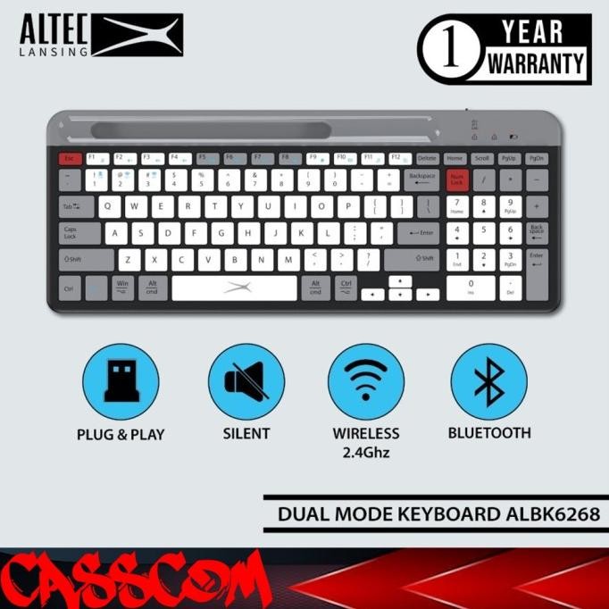 Altec Lansing Keyboard Dual Mode Wireless/Bluetooth Albk6268 Albk-6268 Premium