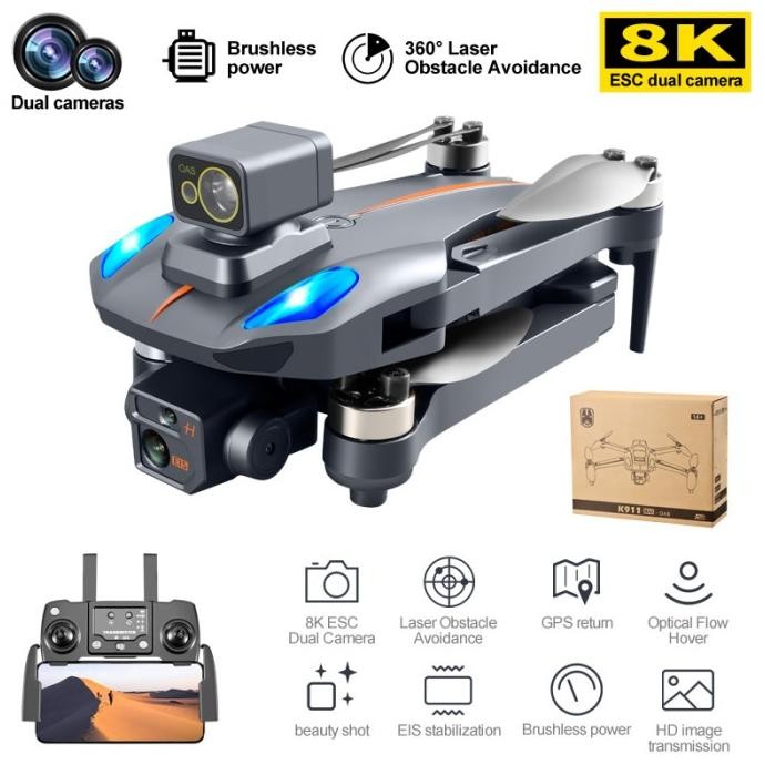 Drone Gps Brushless K911 Max Camera Wifi Fpv 8K Sensor Anti Tabrak 1Km Murah