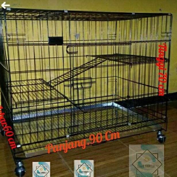 Kandang Kucing 2 Tingkat Ukuran P .90 L 60 T.70 Cm
