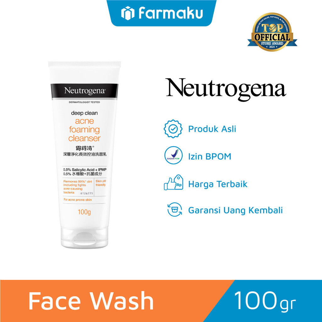 Neutrogena Deep Clean Acne Foaming Cleanser 100gr Pembersih Wajah - (Variasi)