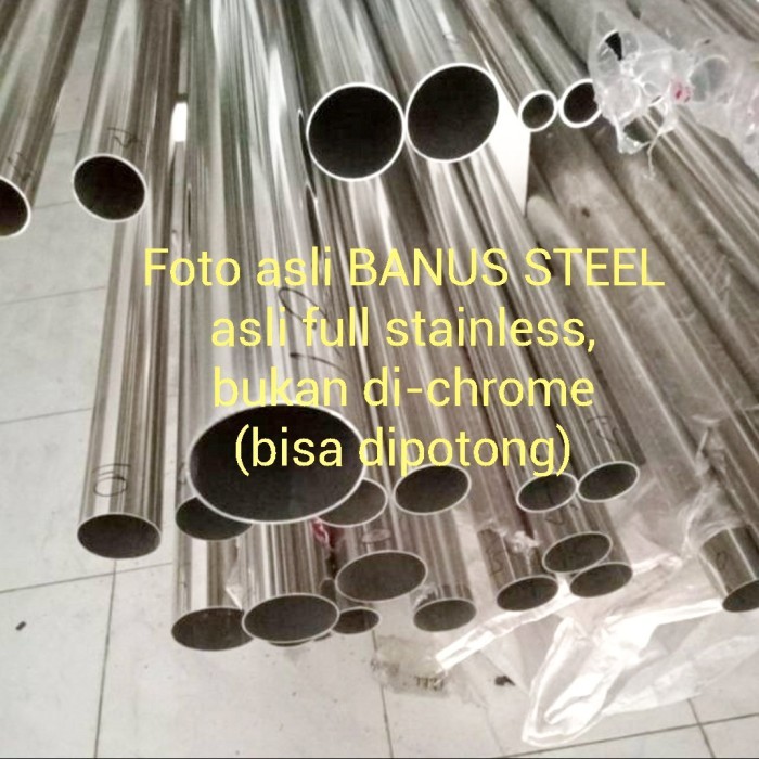 Pipa stainless 2" inch x 6 meter tebal 1,5 mm pipa bulat kilap mirror