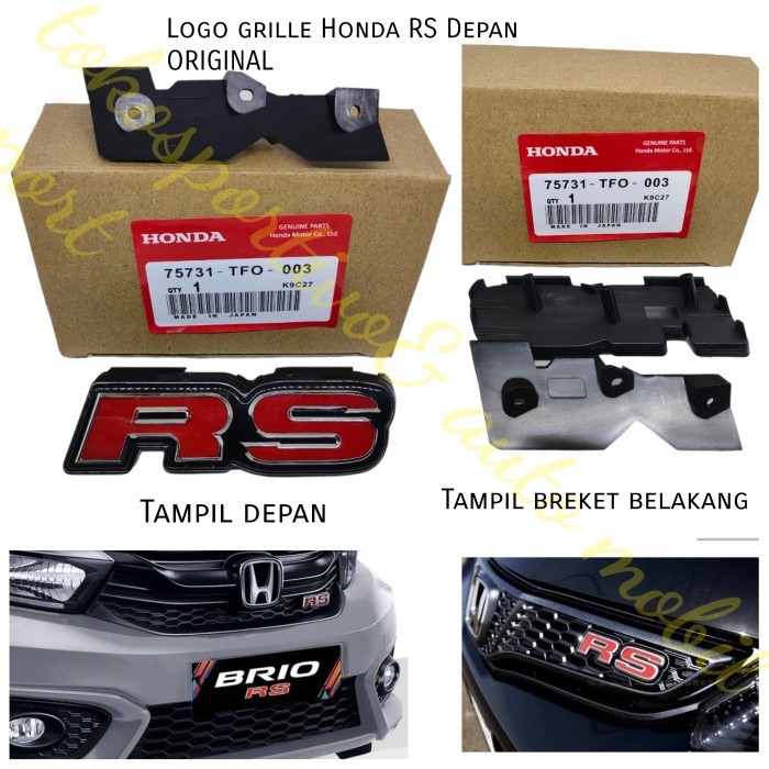 Logo Emblem Lambang huruf RS gril grill depan Honda jazz mobilio RS