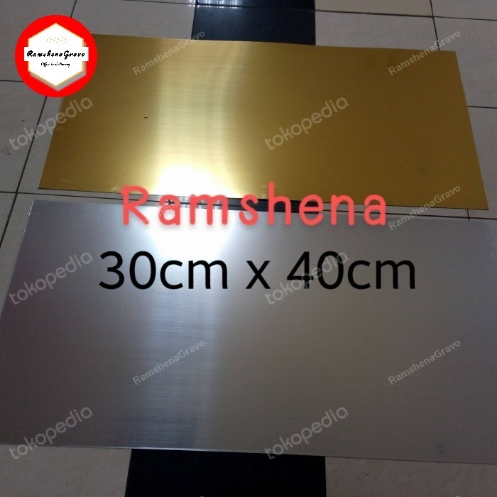 

Terlaris gravoply /gold&silver/hairline/bahan name tag/30x40cm tebal 1.5mm SALE