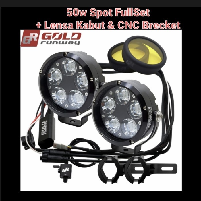 GOLD RUNWAY Lampu Led Motor mobil 50X 50W SPOT Combo 6000lm fullset