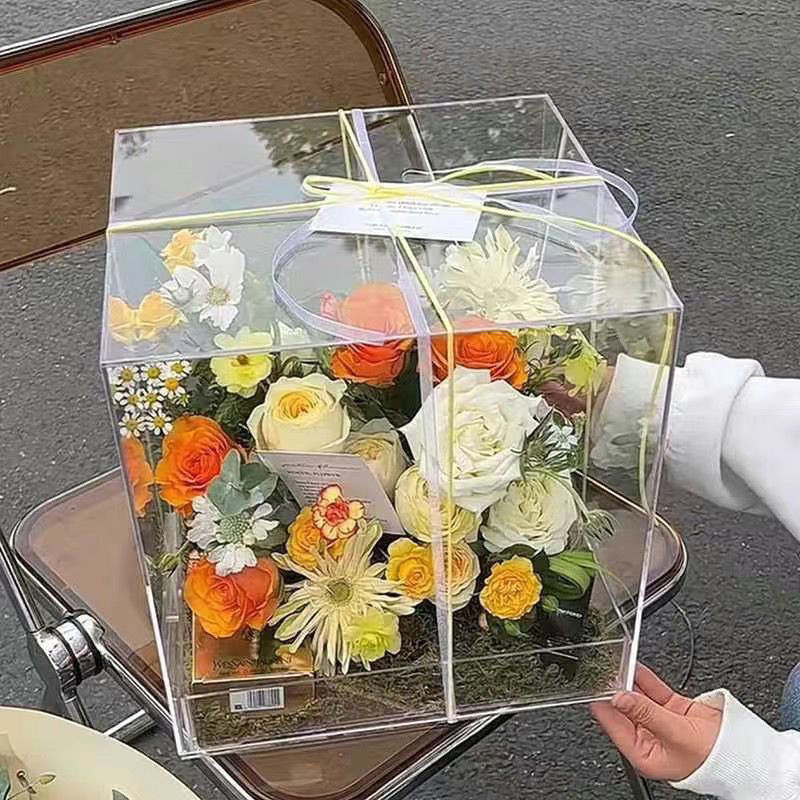 Kotak Bunga Transparan Akrilik Hari Valentine Kotak Bunga Baru Sepenuhnya Transparan |51CCFDDB|
