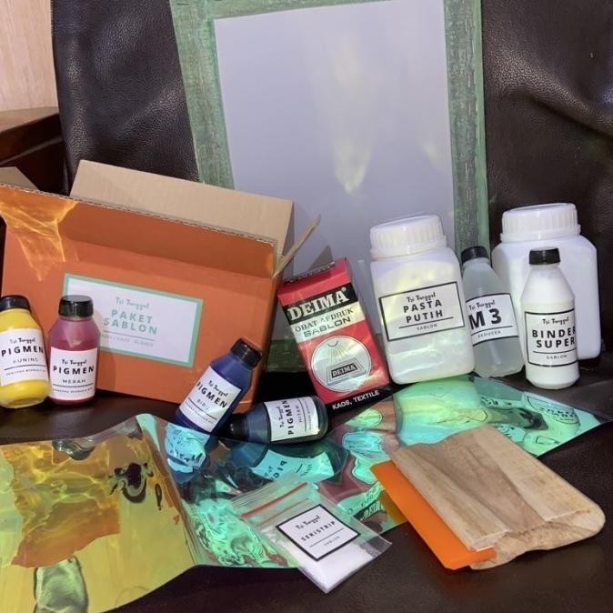 

promo! ((Dijual)) Paket Alat Sablon-Kaos Rubber Pemula Murah Kain Karet Usaha