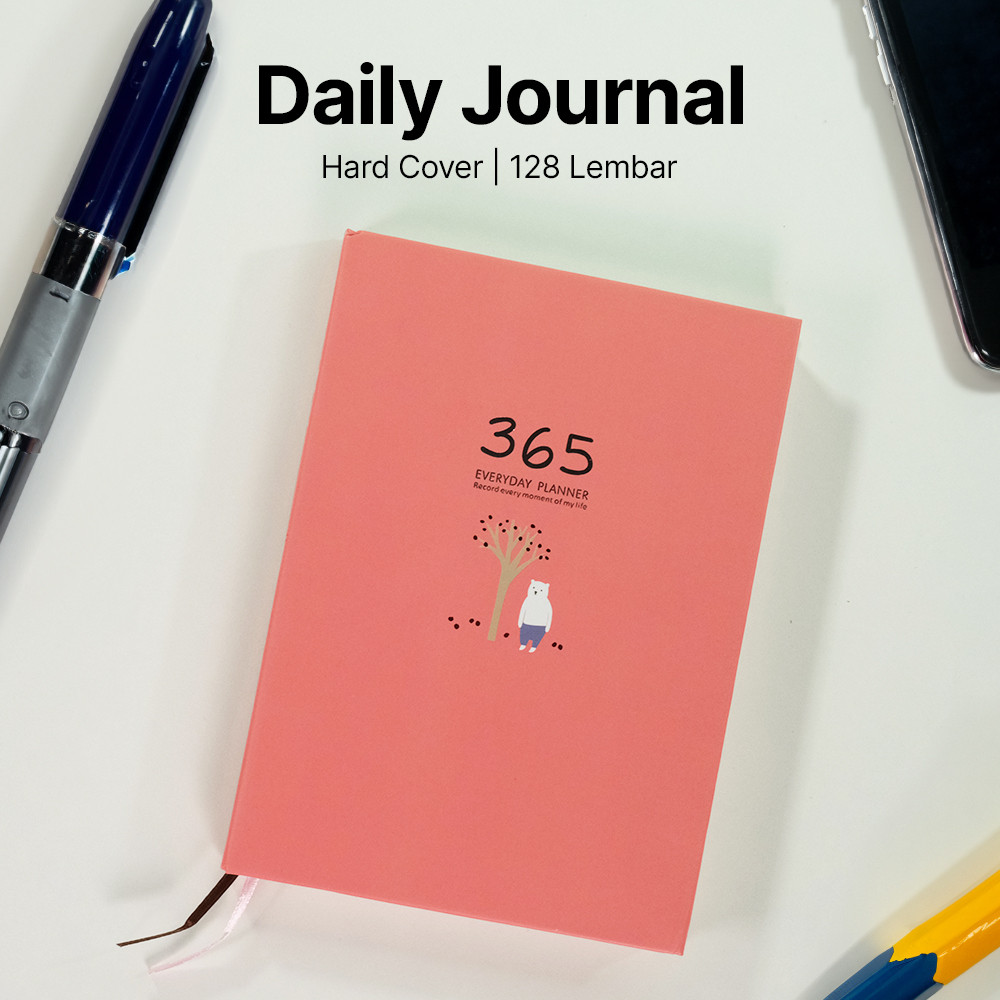 

Buku Diary 365 Hari Daily Journal Hard Cover 128 Lembar - DDT-4083 - Pink | Binder | Nusantara Mall