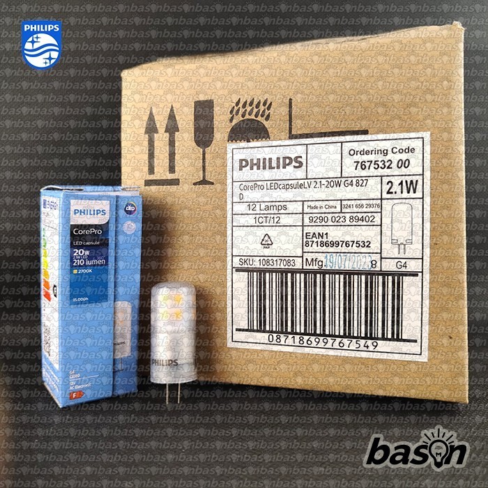 PHILIPS CorePro LEDcapsule LV 2.1W 827 G4 12V - LED Kapsul / Halogen Kacang 20W