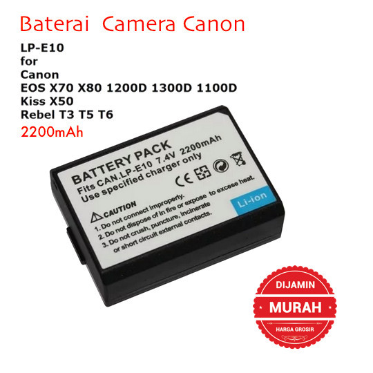 TERBARU Baterai Camera Canon EOS 1100D 1200D 1300D T3 T5 T6 LP-E10 2200mAh