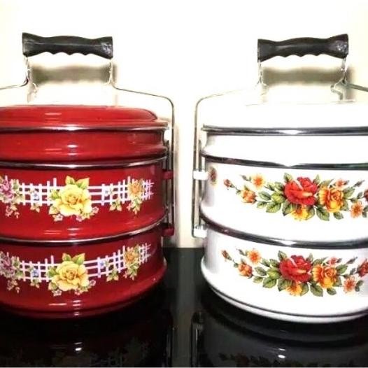 Rantang Enamel / Tenong Jadul 24 Cm / 3 Susun