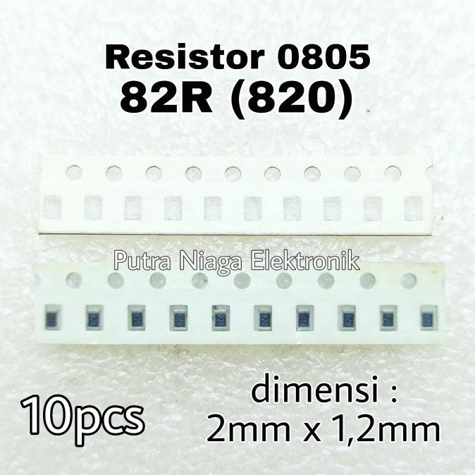 Murah (10pcs) Resistor SMD 0805 82R Tahanan 82ohm 82 ohm Marking: 820 putr4n Ayo Beli