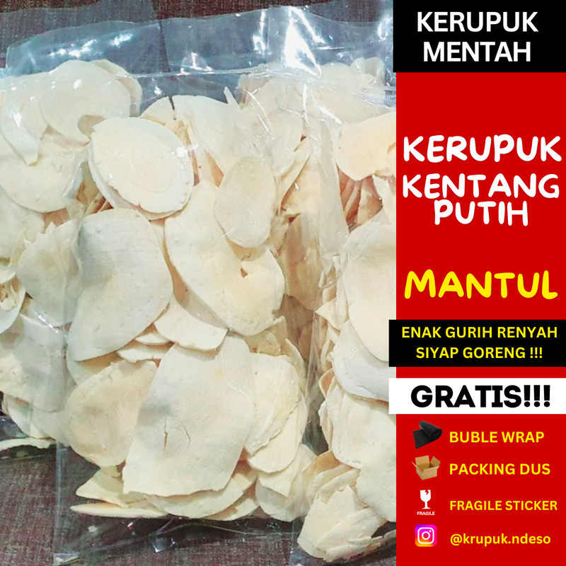 

GROSIR KERUPUK KENTANG PUTIH SUPER JAYA BARU Krupuk Mentah Siap Goreng Premium KEMASAN PABRIK 500gr