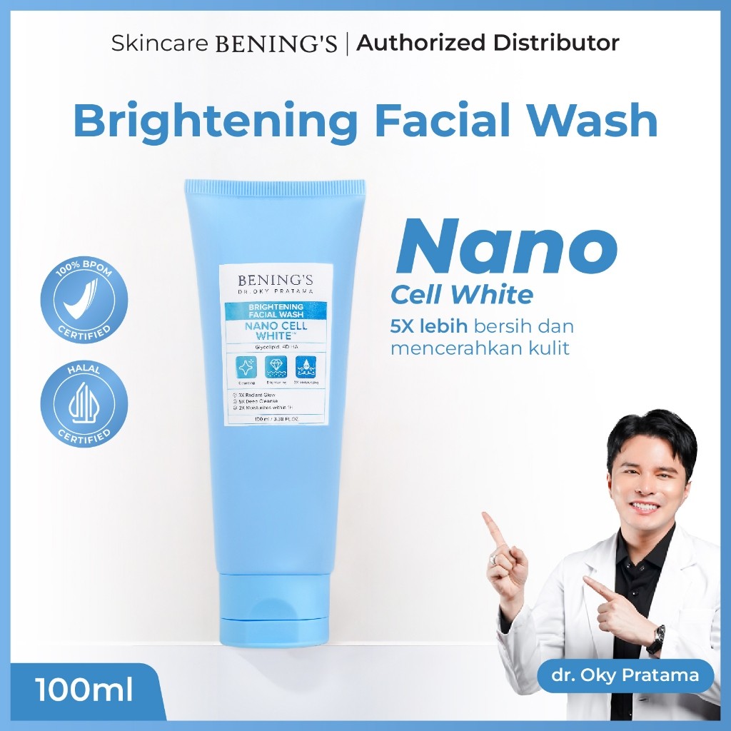 Benings Facial Wash BRIGHTENING Sabun Cuci Muka Dr Oky Pratama - Nano Cell White Original - BPOM HAL