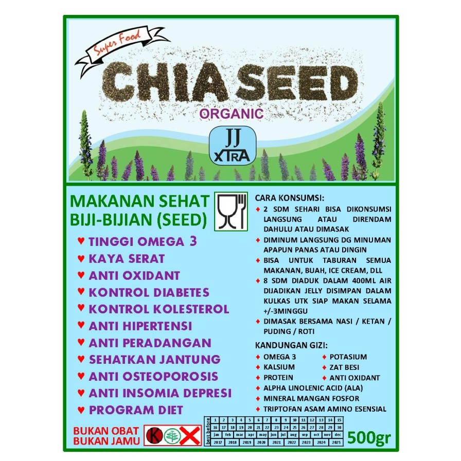 

Chia Seed Organic Black Mexico (Certified) Packing 500gr