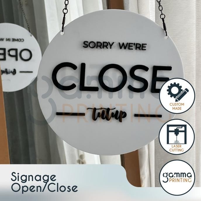 

Oy58 Acrylic Signage Open Close / Papan Akrilik Timbul Buka Tutup Sign Toko Viral