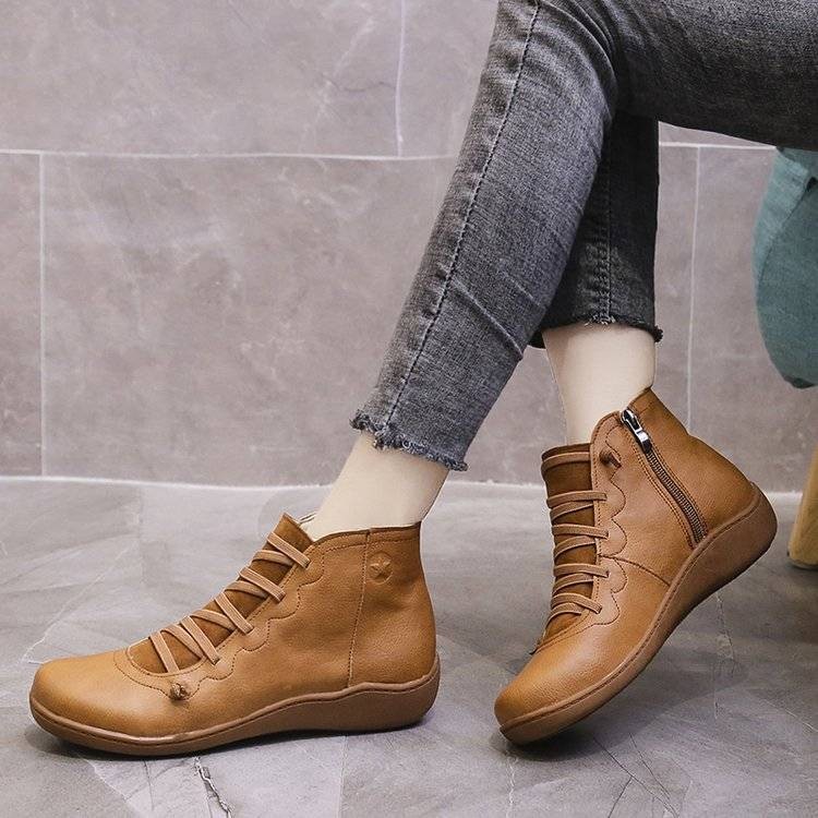Plus Size Martin Boots Ankle Boots Casual Side Zipper Wedge Retro Boots