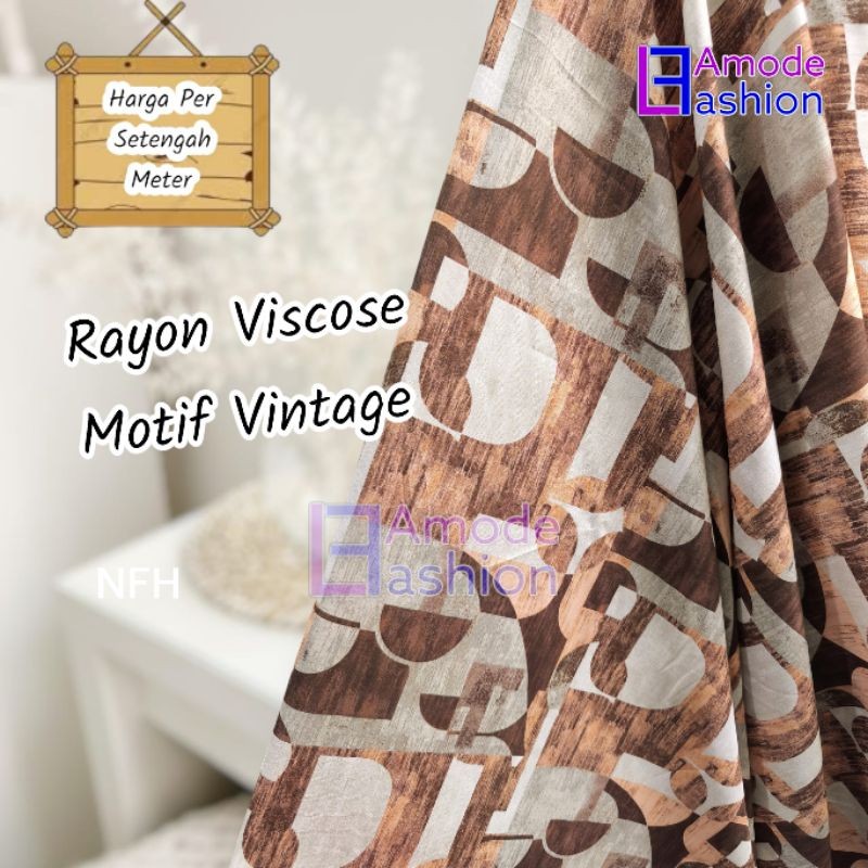 Kain Rayon Viscose Motif Vintage