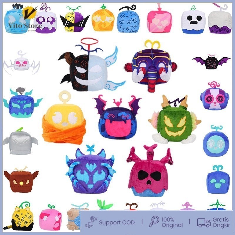 murah ReadyBlox Fruits Anime Game Plush Toy Fruit Leopard Pattern Box Plush Toy Soft Stuffed Fruits