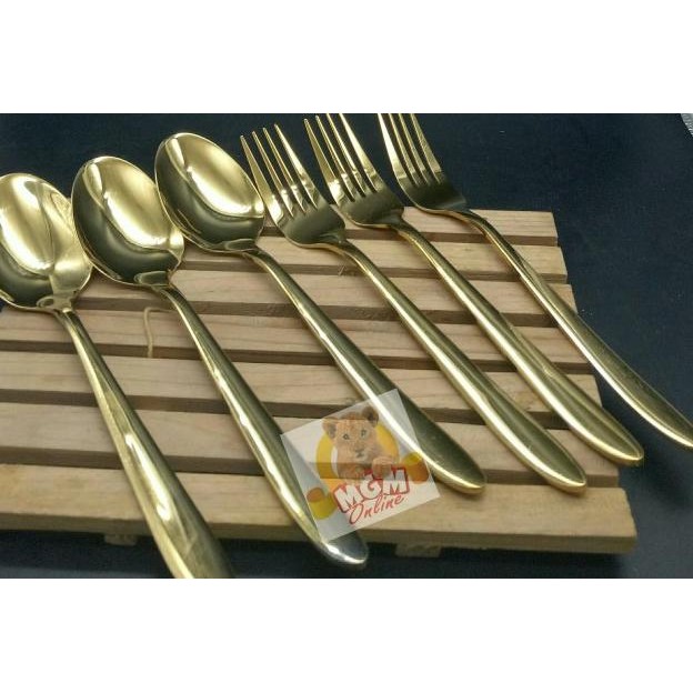 Sendok Makan Gold & Garpu Makan Gold Hotel Stainless Steel 18-10 24134