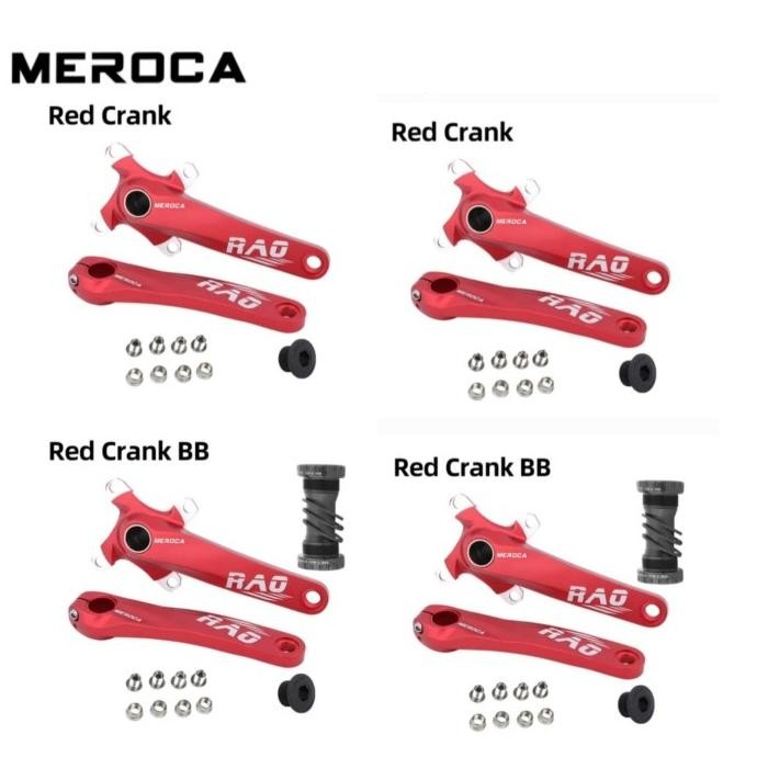 Meroca Rao Crankset HT2 BCD 104 Crank Set Hollowtech Sepeda Merah