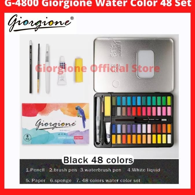 

G-4800 Giorgione Water Color Paint Set 48 Warna Cat Air Kuas Lukis