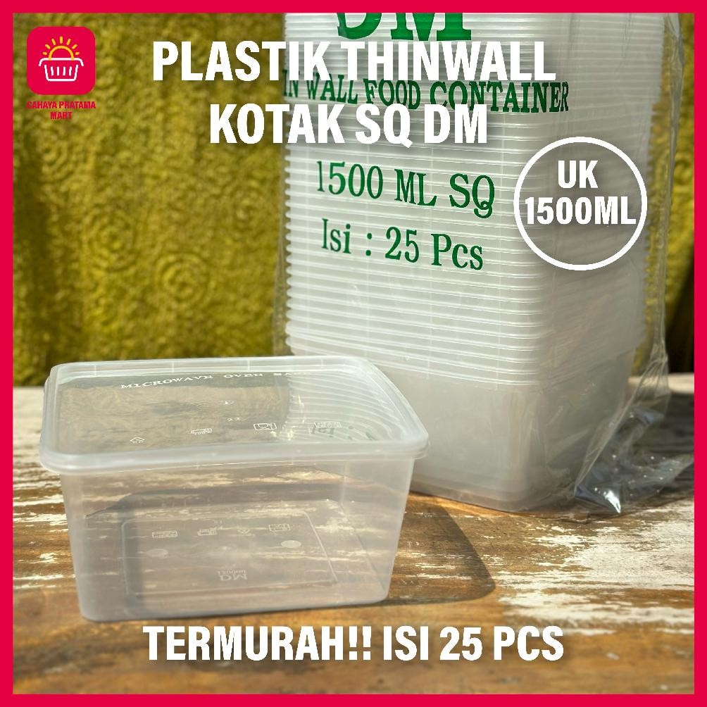 BISA COD Thinwall Square Kotak Makan ISI 25 PCS Plastik Persegi BESAR 1000ML 1500ML 2000ML 3000ML TH