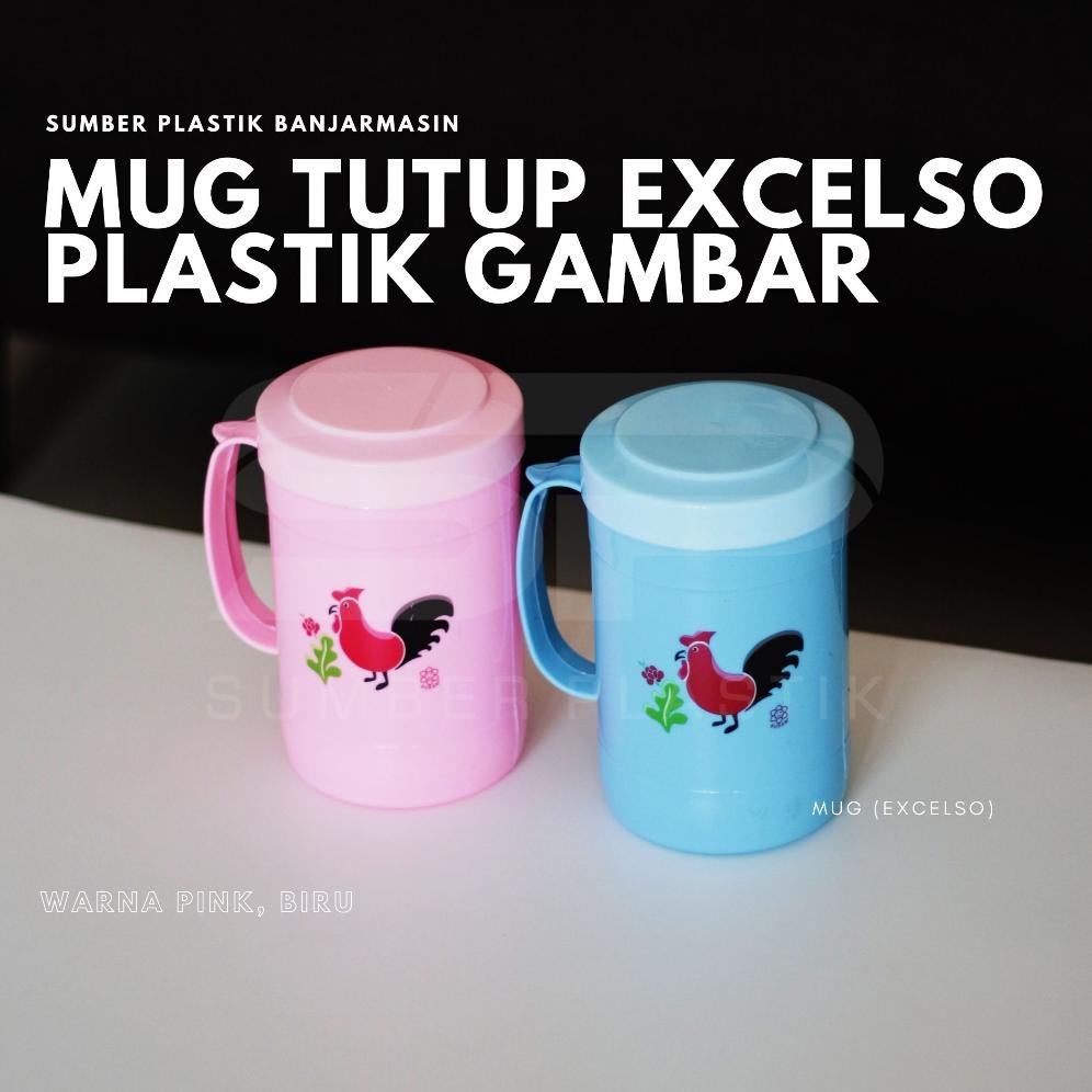 Mug Tutup Excelso Gelas Tutup Plastik Warna Gambar (Excelso)