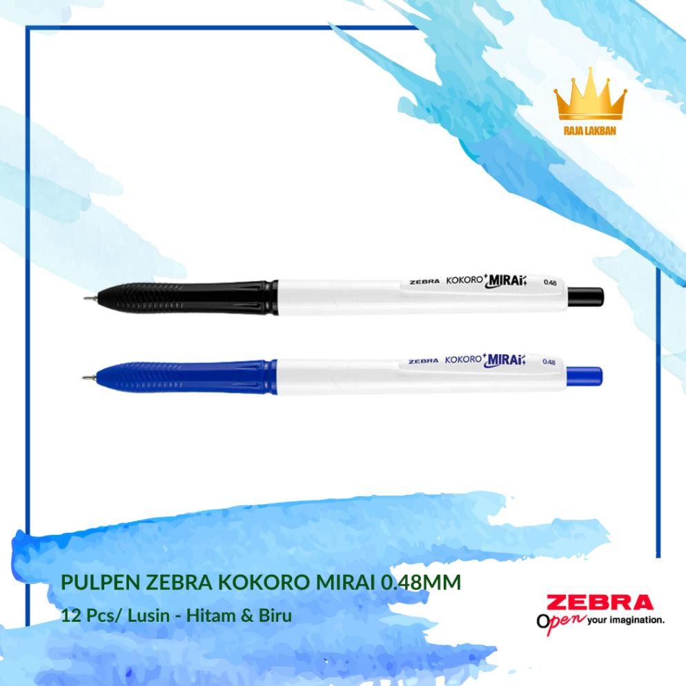 

Pulpen Gel/ Zebra 1 lusin/ Zebra Kokoro Mirai/ Pulpen Zebra/ 0.48 mm / Hitam/ Biru