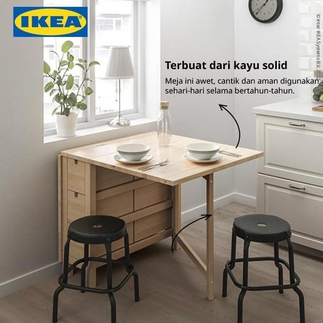 Meja Makan Minimalias Ikea Norden Meja Lipat Dengan Laci Bahan Kayu Birch Sleepinay