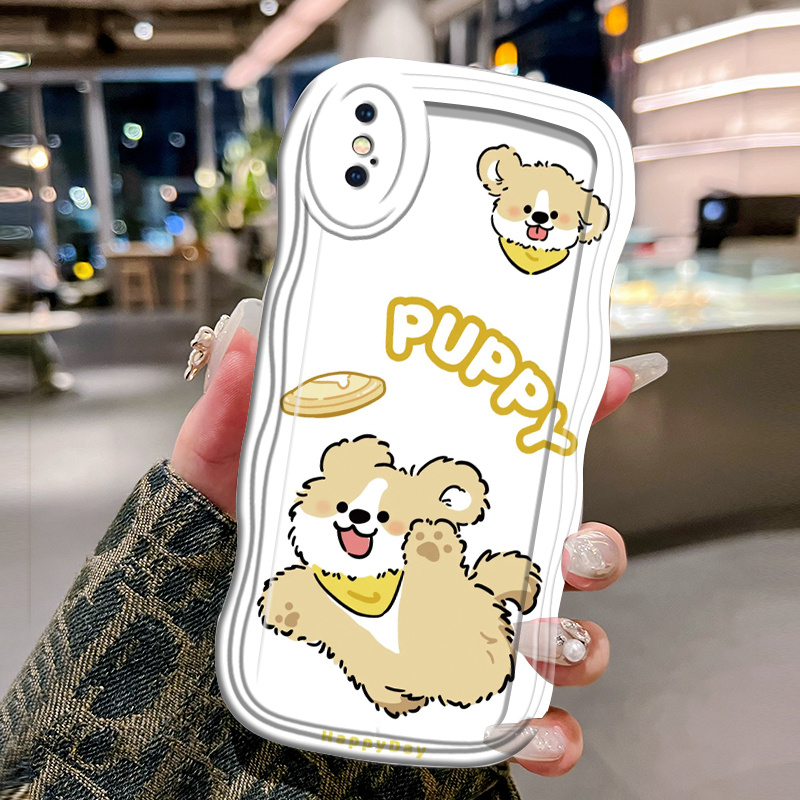 Casing Hp Untuk iPhone X XS Max Xr Case HP anak anjing bermain frisbee casing Softcase ponsel siliko