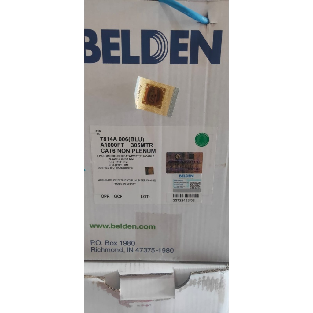 KABEL BELDEN AWG 16 /2 PAIR 1 ROL = 305 METER BEST