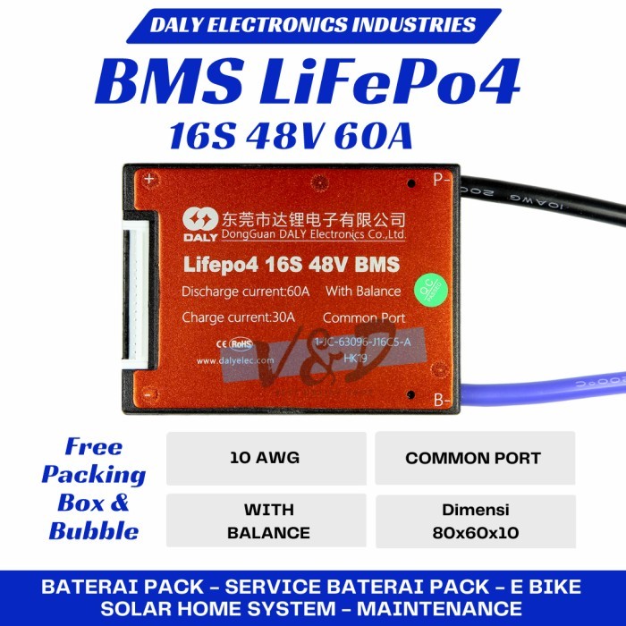 BMS LIFEPO4 16S 48V 60A DALY BMS ORIGINAL