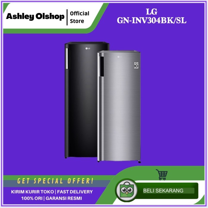 KULKAS FREEZER 6 RAK PROMO LG GN-INV304SL LG GN-INV304BK FREEZER