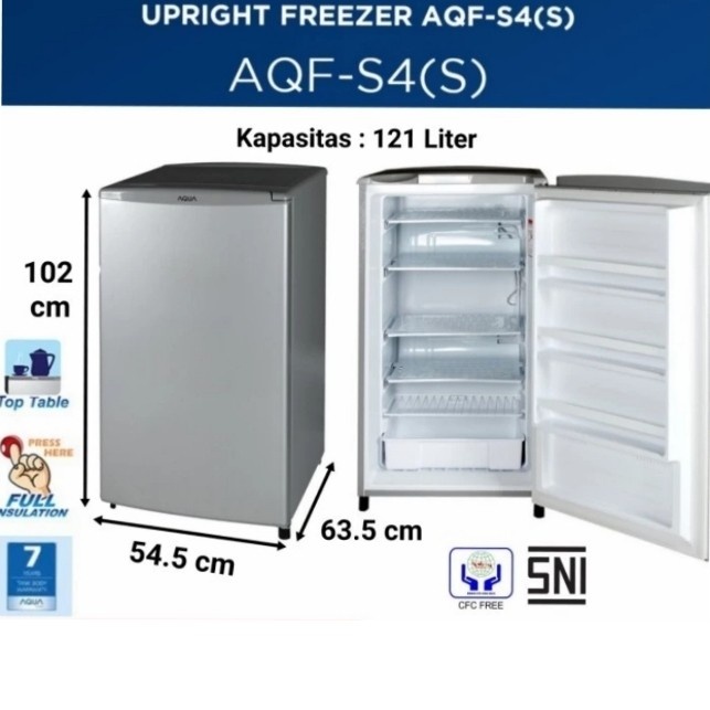 KULKAS FREEZER BERDIRI 4 RAK AQUA JAPAN AQF-S4