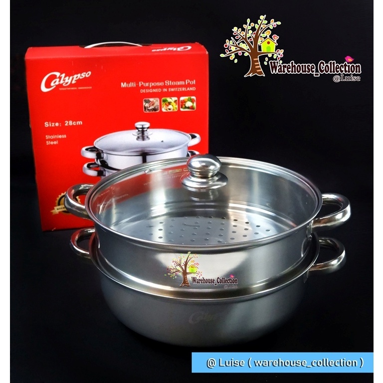 TQ820 Steam Pot 28cm -2 / Panci Steamer Stainless 2 Tingkat Calypso / Kukusan Stainless Steel Tebal
