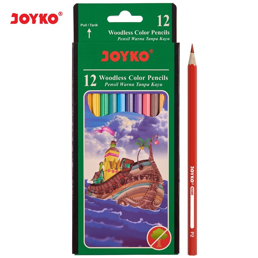 

Joyko Pensil Warna Woodless Color Pencils Hexagonal Grip - 12 Warna Panjang