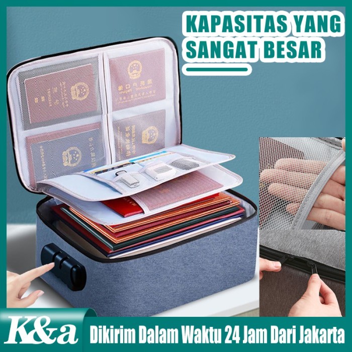 

Tas Penyimpan Dokumen Tahan Api dan Air Tempat Berkas Map/ arsip koper