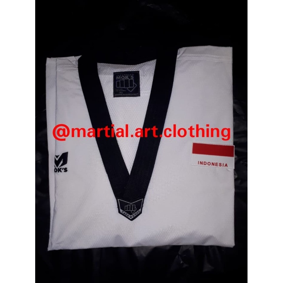 dobok moks fighter feather light bendera indonesia taekwondo