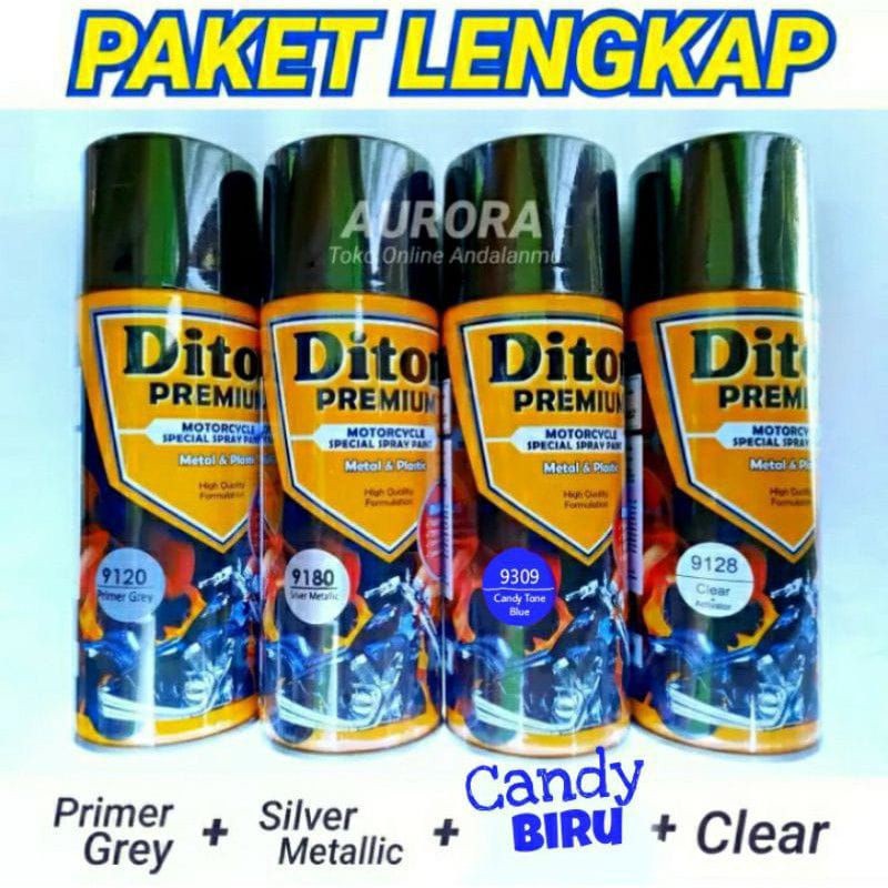 PRODUK TERBARU- Paket Pylox Diton Premium 400ml Primer Grey 9120 + Silver Metalic 9180 + Candytone