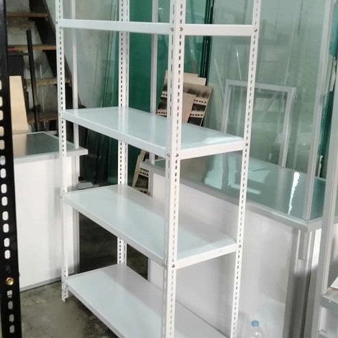 rak besi siku lubang 1m x 30 x 2m (5susun)