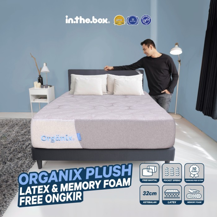 Kasur Busa Latex Inthebox Organix Plush 160x200 - Free bantal