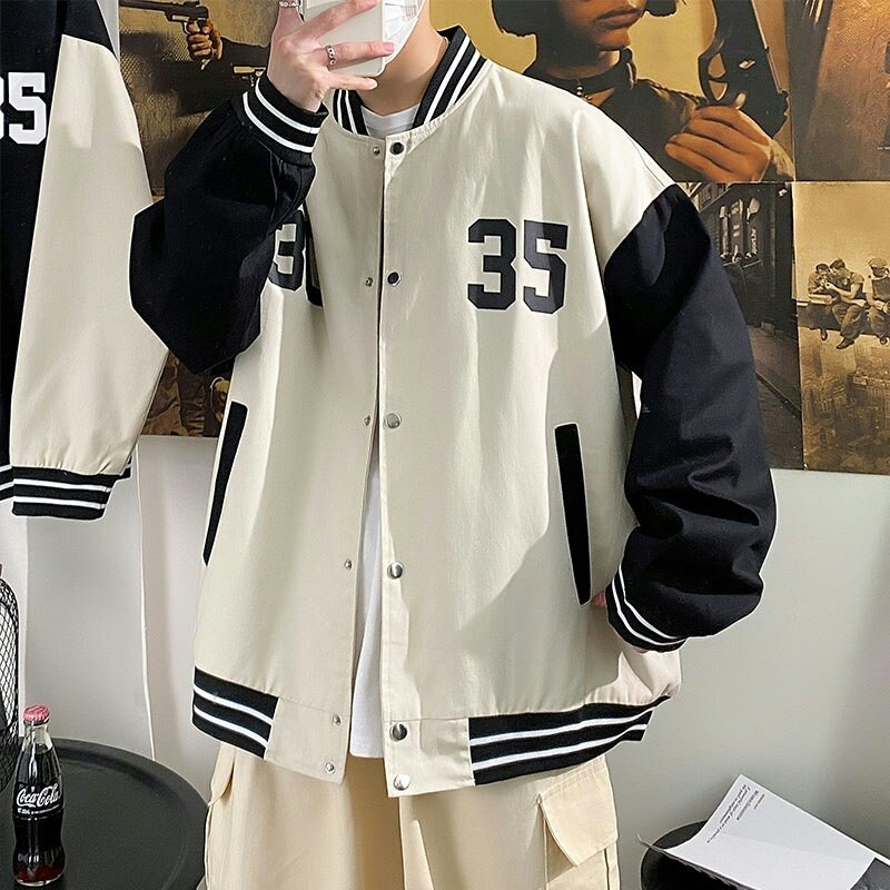 Jaket Hoodie Varsity Baseball Big Size ( S - 6XL ) 3035 (13,1) Korean Street Style Jaket Kancing Bom