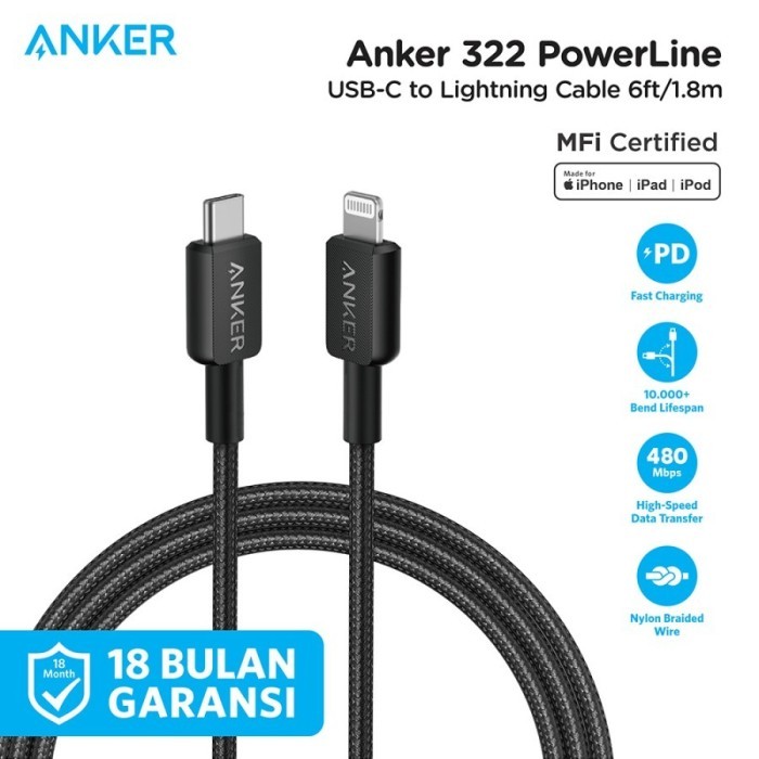 Jual Anker 322 Kabel Data Charger Iphone Type C To Lightning 20W Pd Mfi