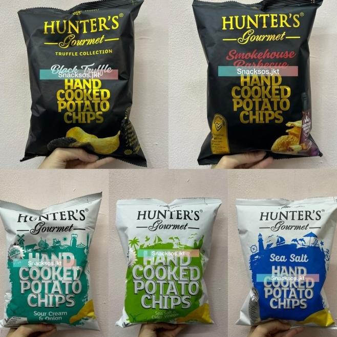

Hunter'S Gourmet Hand Cooked Potato Chips Bla Truffle / Smokehouse Barbecue Bbq / Sea / Sea Cider Vinegar / Sour Cream & Onion - Hunters