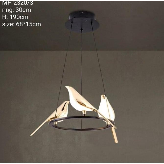 Terbaru Lampu Hias Gantung Linear Led 3 Burung Bird Led Nordic Bedside Lamp 2320 3 Bird Hanging Ring