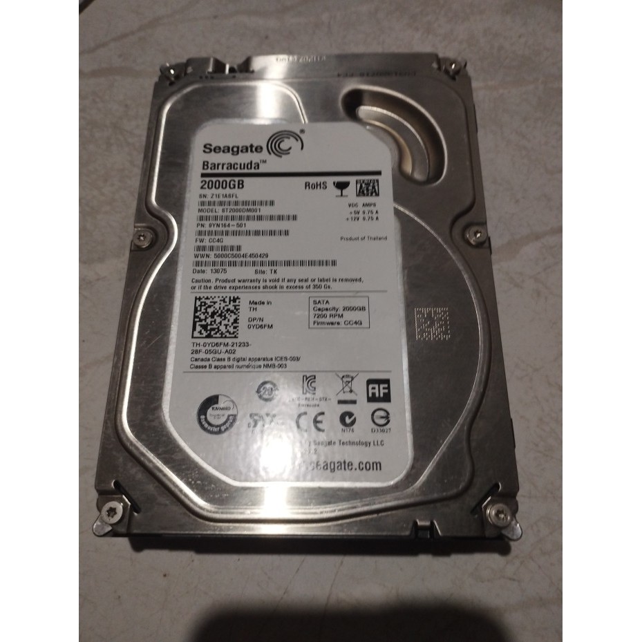 Hardisk Internal Dekstop/PC, Seagate, 2 TB, SATA, 3,5" (rusak)