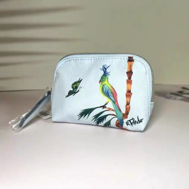 Dompet Koin Burung Tas Kosmetik Kecil Kanvas Lucu Kecil