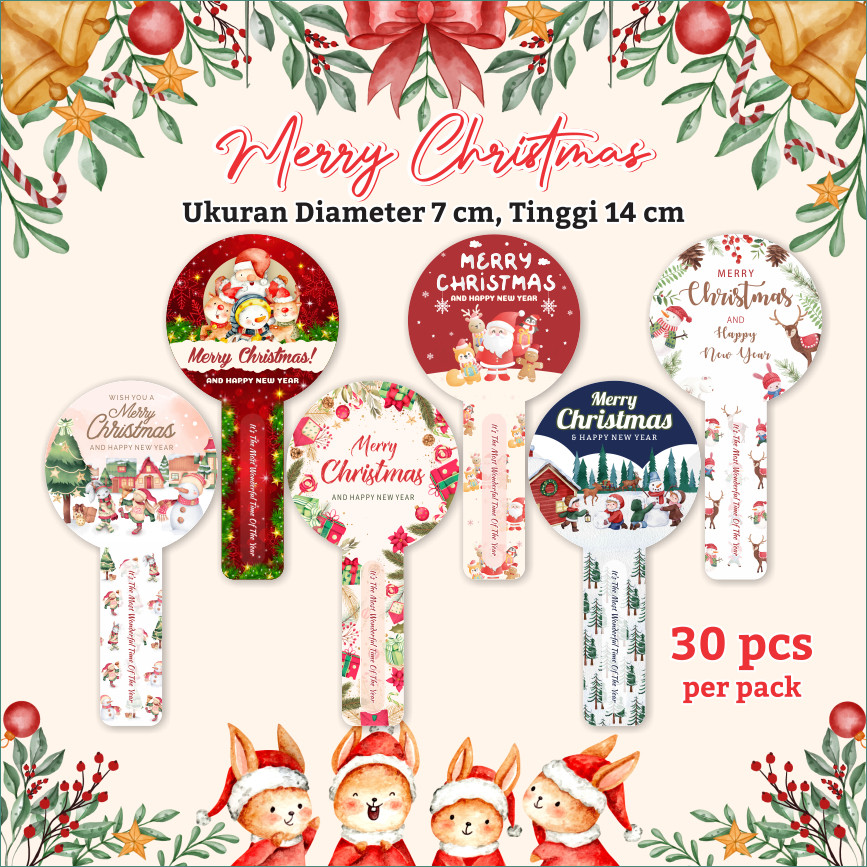 

(30 pcs) Sticker Toples Natal Christmas Stiker Label Kue Kering Jar Xmas / Stiker Lidah Natal Xmas