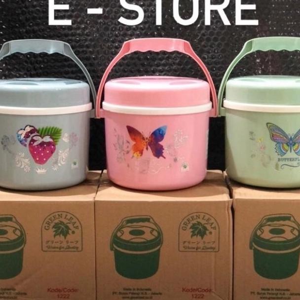 Termos Nasi Ni Rice Buet Rantang Nasi Motif 1,5 Liter Green Leaf